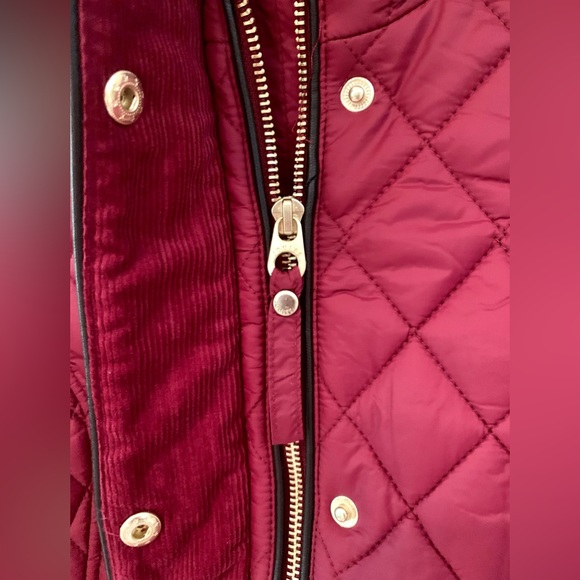 JOULES British Quilted Jacket Maroon w/Black Trim Zipper Snaps - Picture 6 of 14
